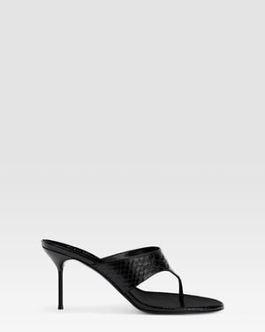 Paris Texas Python-Print Leather Mule - Black