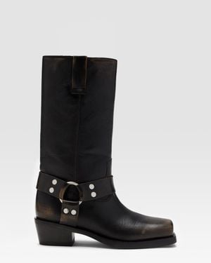 Paris Texas Brushed Leather Boot - Black