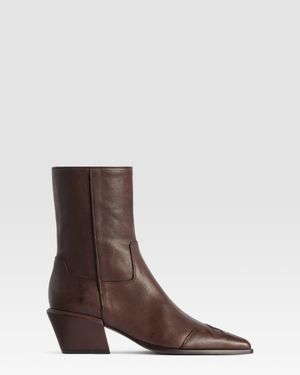 Paris Texas Leather Ankle Boot - Brown