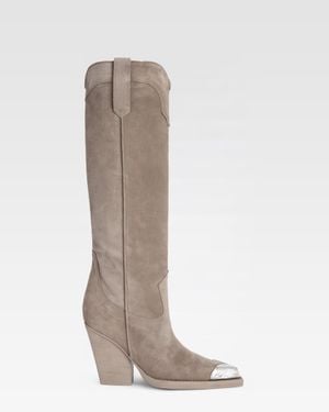 Paris Texas Suede Western Boot With Embellished Toe - Multicolor