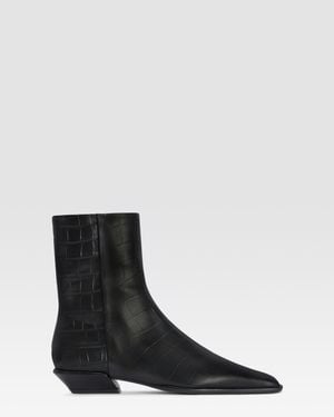 Paris Texas Croco-Print Leather Ankle Boot - Black