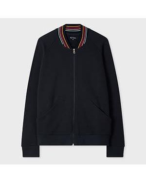 Paul Smith 'Swirl' Ribbed Collar Lounge Bomber - Black