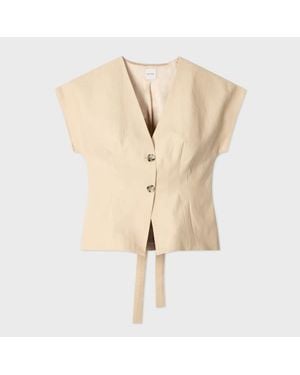 Paul Smith Sand Linen Button Top - Natural