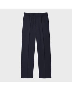 Paul Smith Dark Wool Elasticated-Waist Trousers - Blue