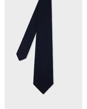 Paul Smith Wool-Silk Herringbone Tie - Blue