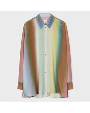 Paul Smith Silk 'Smith Stripe' Ombre Shirt - Green