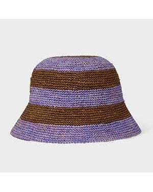 Paul Smith Raffia Stripe Hat - Purple