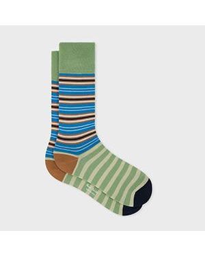 Paul Smith And Mixed Stripe Socks - Green