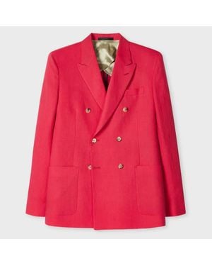Paul Smith Fuchsia Linen Double-Breasted Blazer - Red