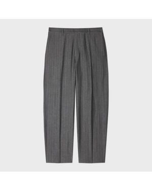 Paul Smith Relaxed-Fit Wool-Linen Pinstripe Trousers - Grey