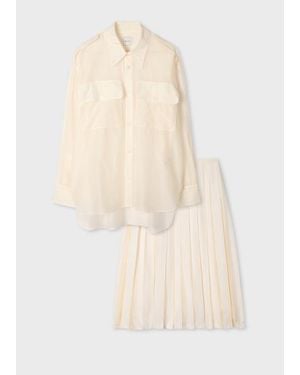 Paul Smith Ecru Cotton-Silk Organza Shirt And Skirt Co-Ord - Natural