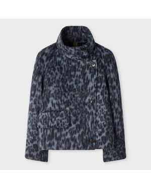 Paul Smith Animal Print Wool-Blend Short Jacket - Blue