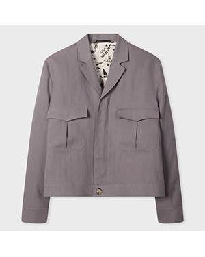 Paul Smith Mauve Linen Open-Collar Jacket - Grey