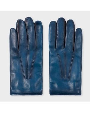 Paul Smith Leather Gloves With Wool-Cashmere Lining - Blue