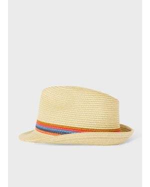Paul Smith 'Artist Stripe' Trim 'Trilby' Hat - Natural