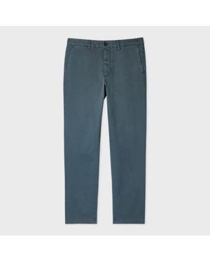 Paul Smith Mid-Fit Slate Garment-Dyed 'Broad Stripe Zebra' Chinos - Blue