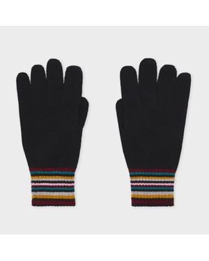 Paul Smith Merino Wool 'Signature Stripe' Gloves - Black