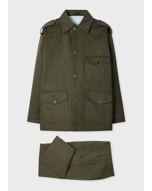 Paul Smith Khaki Cotton Herringbone Co-Ord - Green
