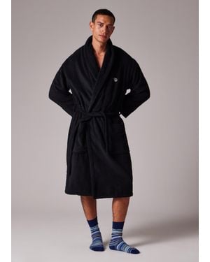 Paul Smith Zebra Logo Towelling Dressing Gown - Black