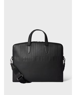Paul Smith Dark Leather 'Shadow Stripe' Folio - Black