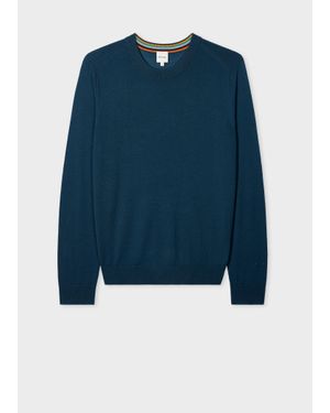 Paul Smith Petrol Merino Wool Jumper - Blue