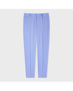 Paul Smith Dusty Wool Hopsack Pleated Trousers - Blue