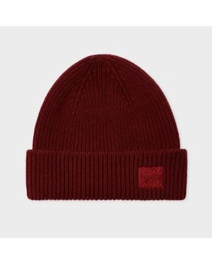 Paul Smith Burgundy Cashmere-Blend Beanie - Red