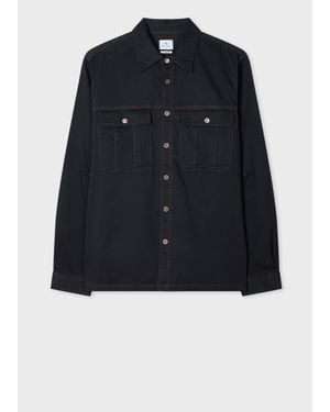 Paul Smith Cotton-Sateen Patch-Pocket Overshirt - Black