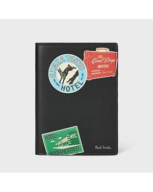 Paul Smith 'Hotel Stickers' Leather Passport Holder - Green