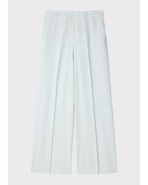 Paul Smith Wide-Leg Pinstripe Linen-Blend Trousers - White