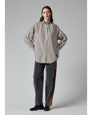 Paul Smith Check Brushed-Cotton Frill Shirt - Grey
