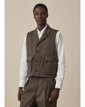 Paul Smith Wool-Twill Vest Jacket - Brown