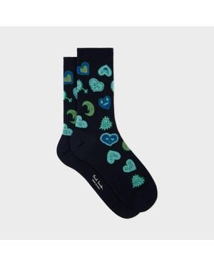 Paul Smith 'Hearts And Stars' Cotton-Blend Socks - Blue