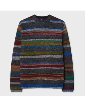 Paul Smith 'Crayon Stripe' Cotton-Mohair Jumper - Blue