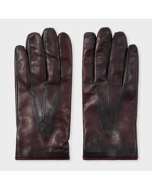 Paul Smith Damson Leather Gloves With Wool-Cashmere Lining - Black