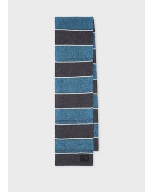 Paul Smith Mohair Block Stripe Scarf - Blue