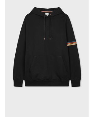 Paul Smith Signature Striped Trim Organic Hoodie - Black