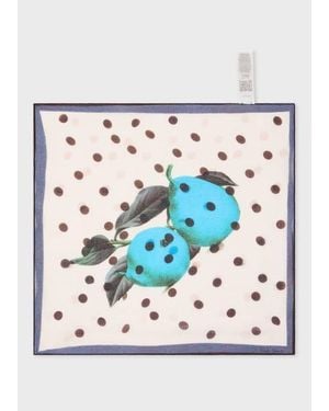 Paul Smith 'Pears And Polka Dot' Cotton Pocket Square - Grey