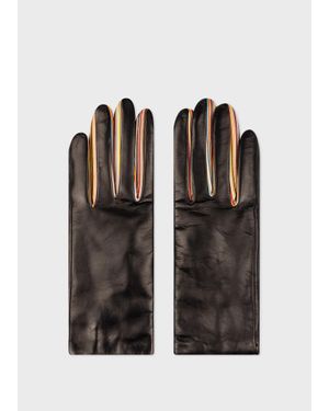 Paul Smith Leather 'Signature Stripe' Gloves - Black