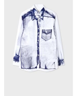 Paul Smith And 'Garment' Print Oversized Shirt - Blue