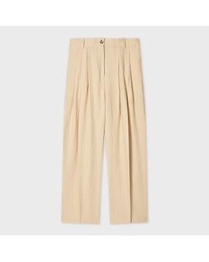 Paul Smith Stone Pleated Linen Trousers - Natural