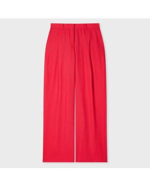 Paul Smith Fuchsia Wide-Leg Linen Trousers - Red