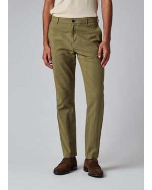 Paul Smith Khaki Cotton-Linen Trousers - Green