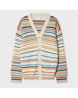 Paul Smith Ecru 'Cairo Stripe' Cotton-Blend Cardigan - White