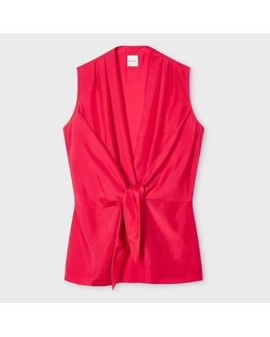 Paul Smith Fuchsia Silk Front Tie Top - Pink