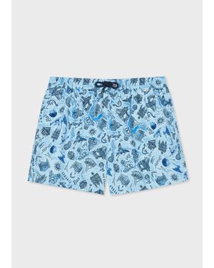 Paul Smith 'Souvenir' Print Swim Shorts - Blue