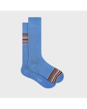 Paul Smith Light Cotton-Blend 'Signature Stripe' Socks - Blue