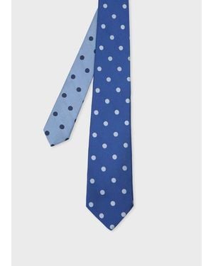 Paul Smith Two-Tone Polka Dot Silk Tie - Blue
