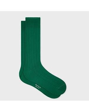 Paul Smith Ribbed Cotton-Blend Socks - Green