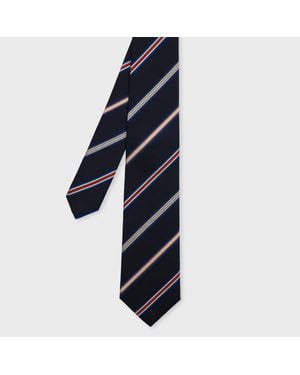 Paul Smith Silk Contrast Stripe Tie - Blue